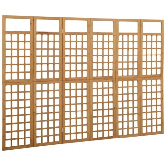 6 paneles tömör fenyőfa térelválasztó/lugasrács 242,5 x 180 cm