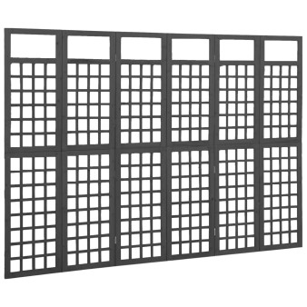 6 paneles fekete fenyőfa térelválasztó/lugasrács 242,5 x 180 cm