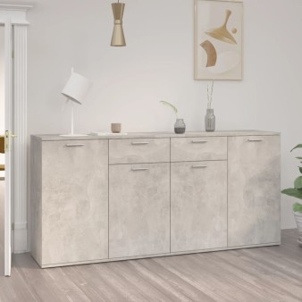 Betonszürke szerelt fa tálalószekrény 160 x 36 x 75 cm