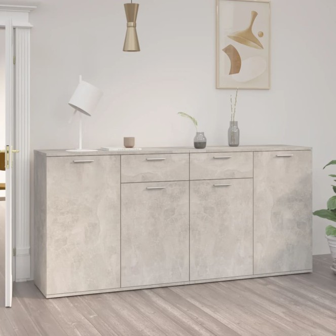Betonszürke szerelt fa tálalószekrény 160 x 36 x 75 cm Betonszürke szerelt fa tálalószekrény 160 x 36 x 75 cm