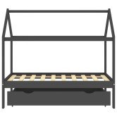 Sötétszürke tömör fenyőfa gyerekágykeret fiókkal 80 x 160 cm Sötétszürke tömör fenyőfa gyerekágykeret fiókkal 80 x 160 cm