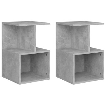 2 db betonszürke szerelt fa éjjeliszekrény 35 x 35 x 55 cm