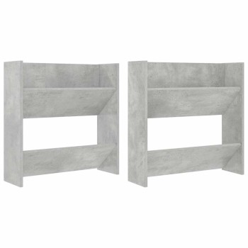 2 db betonszürke fali cipősszekrény 60 x 18 x 60 cm