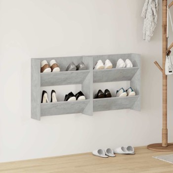 2 db betonszürke fali cipősszekrény 60 x 18 x 60 cm