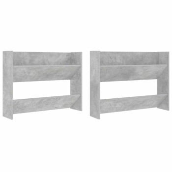 2 db betonszürke forgácslap fali cipősszekrény 80 x 18 x 60 cm