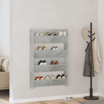 2 db betonszürke forgácslap fali cipősszekrény 80 x 18 x 60 cm