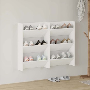 2 db fehér fali cipősszekrény 60 x 18 x 90 cm