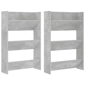 2 db betonszürke fali cipősszekrény 60 x 18 x 90 cm