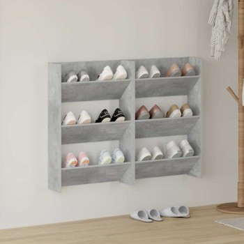 2 db betonszürke fali cipősszekrény 60 x 18 x 90 cm