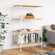 4 szintes polcrendszer fehér és tölgyfa 80x40x130 cm