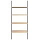 4 szintes világosbarna és fekete létrapolc 64 x 34 x 150,5 cm
