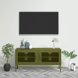 Olívazöld acél tv-szekrény 105 x 35 x 50 cm