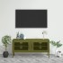 Olívazöld acél tv-szekrény 105 x 35 x 50 cm