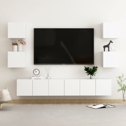 7 részes fehér forgácslap tv-szekrényszett