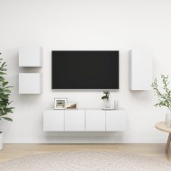 5 részes fehér forgácslap tv-szekrényszett