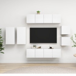8 részes fehér forgácslap tv-szekrényszett