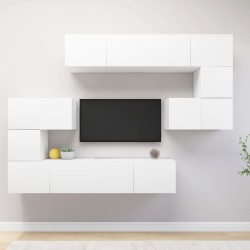 8 részes fehér forgácslap tv-szekrényszett