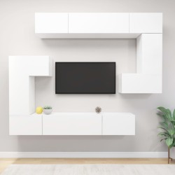 8 részes fehér forgácslap tv-szekrényszett