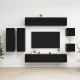 8 részes fekete forgácslap tv-szekrényszett