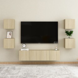 6 részes sonoma-tölgyszínű forgácslap tv-szekrényszett