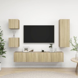 5 részes sonoma-tölgyszínű forgácslap tv-szekrényszett