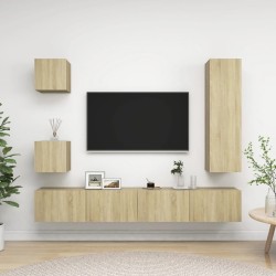 5 részes sonoma-tölgyszínű forgácslap tv-szekrényszett