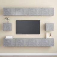 6 részes betonszürke forgácslap tv-szekrényszett