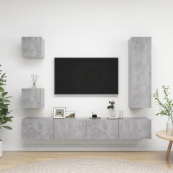 5 részes betonszürke forgácslap tv-szekrényszett