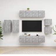 8 részes betonszürke forgácslap tv-szekrényszett