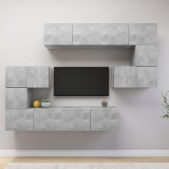 8 részes betonszürke forgácslap tv-szekrényszett