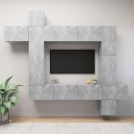 9 részes betonszürke forgácslap tv-szekrényszett
