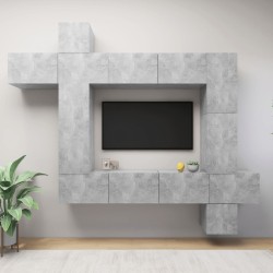 9 részes betonszürke forgácslap tv-szekrényszett