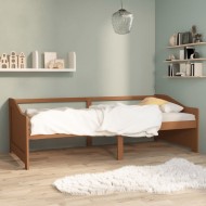 Mézbarna 3-személyes tömör fenyőfa kanapéágy 90 x 200 cm