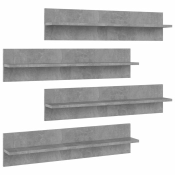 4 db betonszürke forgácslap fali polc 80 x 11,5 x 18 cm