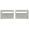 2 db betonszürke éjjeliszekrény led-del 60 x 35 x 40 cm