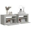 2 db betonszürke éjjeliszekrény led-del 60 x 35 x 40 cm