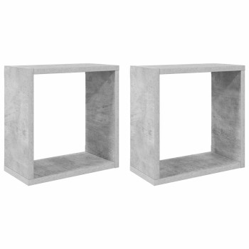 2 db betonszürke fali kockapolc 30 x 15 x 30 cm