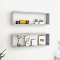 2 db betonszürke forgácslap fali kockapolc 80 x 15 x 26,5 cm