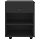 Fekete forgácslap kerekes szekrény 46x36x59 cm