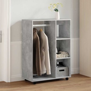 Betonszürke szerelt fa ruhásszekrény 80 x 40 x 110 cm