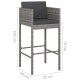 2 db szürke polyrattan bárszék párnával 2 db szürke polyrattan bárszék párnával