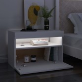 Fehér éjjeliszekrény led-lámpákkal 60x35x40 cm szerelt fa