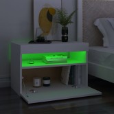 Fehér éjjeliszekrény led-lámpákkal 60x35x40 cm szerelt fa