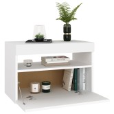 Fehér éjjeliszekrény led-lámpákkal 60x35x40 cm szerelt fa