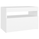 Fehér éjjeliszekrény led-lámpákkal 60x35x40 cm szerelt fa