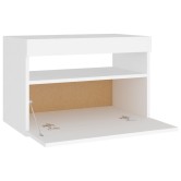Fehér éjjeliszekrény led-lámpákkal 60x35x40 cm szerelt fa