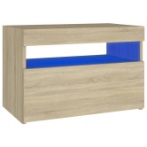 Sonoma tölgyszínű éjjeliszekrény led-lámpákkal 60x35x40 cm