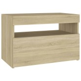 Sonoma tölgyszínű éjjeliszekrény led-lámpákkal 60x35x40 cm