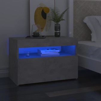 Betonszürke éjjeliszekrény led-lámpákkal 60 x 35 x 40 cm