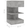 2 db betonszürke éjjeliszekrény 40 x 35 x 65 cm